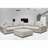 Grey Low Profile Linen Sectional Armless Slipper Chair Alba Stone Sectionals LOOMLAN By LHIMPORTS