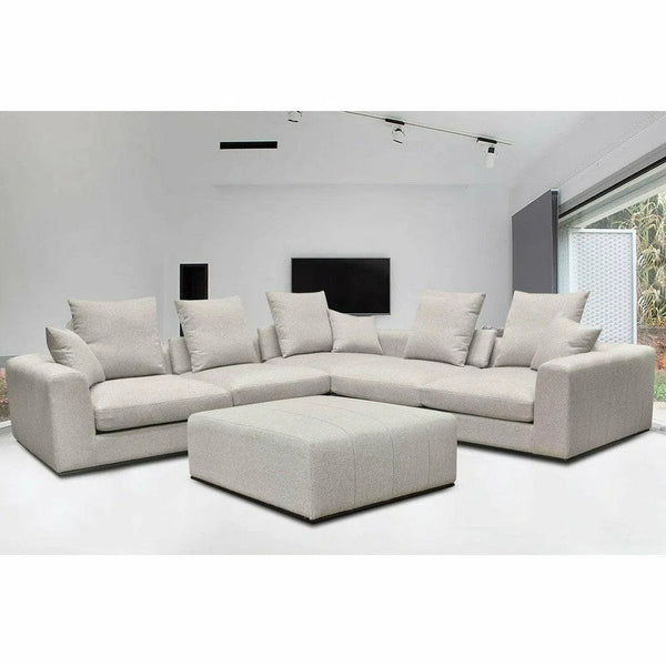 Grey Low Profile Linen Sectional Armless Slipper Chair Alba Stone Sectionals LOOMLAN By LHIMPORTS