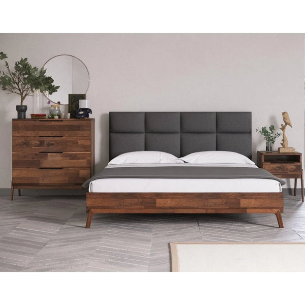 Grey and Brown Wood Frame Platform King Size Bed Remix Collection Beds LOOMLAN By LHIMPORTS