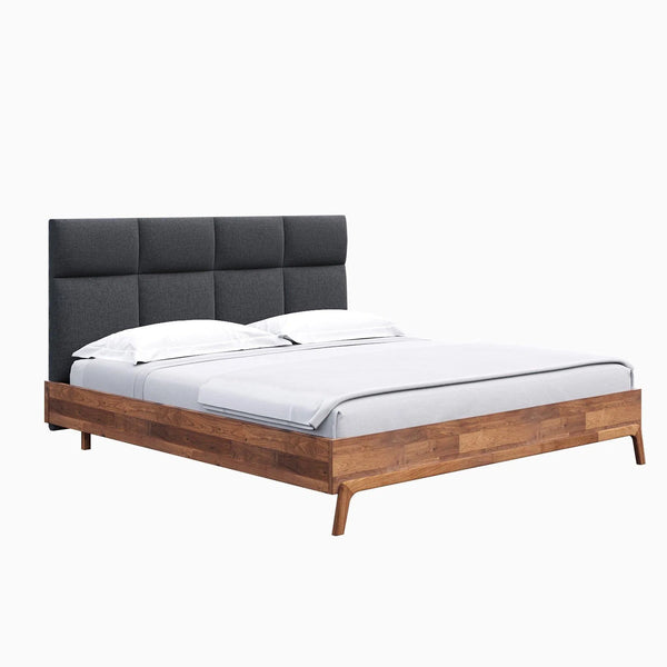 Grey and Brown Wood Frame Platform Queen Size Bed Remix Beds LOOMLAN By LHIMPORTS