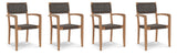 Herning 5-Piece Square Teak Outdoor Dining Set with Stacking Armchairs-Outdoor Dining Sets-HiTeak-LOOMLAN