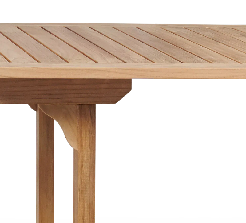 Ihland Rectangular Teak Outdoor Dining Table with Double Extensions and Umbrella Hole-Outdoor Dining Tables-HiTeak-LOOMLAN