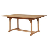 Ihland Rectangular Teak Outdoor Dining Table with Double Extensions and Umbrella Hole-Outdoor Dining Tables-HiTeak-LOOMLAN