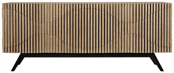Illusion Steel Base Wood Sideboard-Sideboards-Noir-LOOMLAN