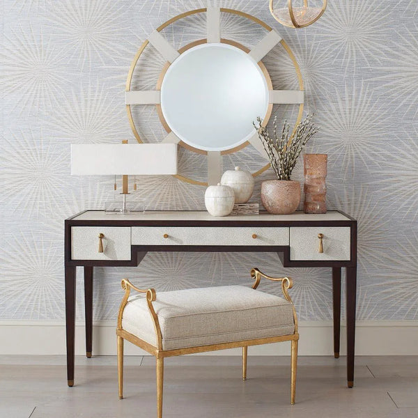 Ivory Dark Walnut Brass Clear Evie Shagreen Desk Home Office Desks LOOMLAN By Currey & Co