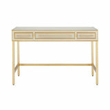 Ivory Satin Brass Gray Arden Ivory Vanity Home Office Desks LOOMLAN By Currey & Co