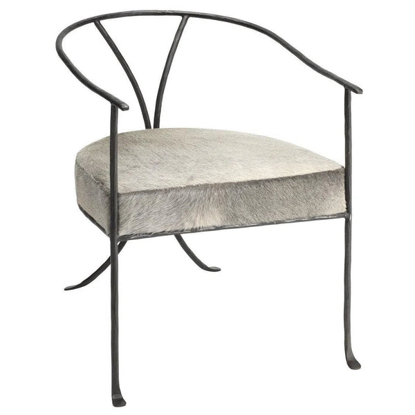 Kai Mid Century Modern Hair-On Hide Dining Chair in Grey Dining Chairs LOOMLAN By Jamie Young