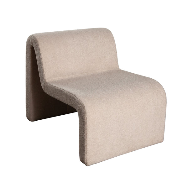 Lana Camel Looped Shearling Fabric Armless Accent Chair