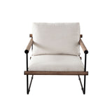 Liam Metal and Wood Cream Accent Arm Chair