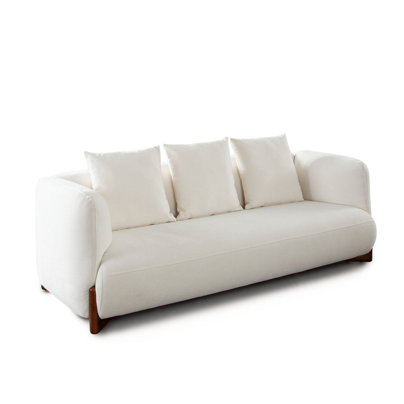 Link Elite Ivory Fabric and Wood Sofa