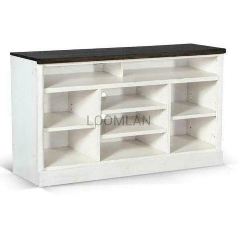 Large Media Unit White Sliding Doors Entertainment Wall Entertainment Wall Unit LOOMLAN By Sunny D
