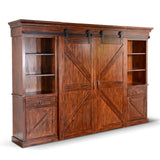 Large Rustic Wood Entertainment Wall Unit With Barn Doors Entertainment Wall Unit LOOMLAN By Sunny D