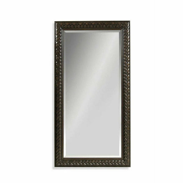 Leaner 80" Rectangle Fruitwood Finish Floor Mirror Floor Mirrors LOOMLAN By Bassett Mirror