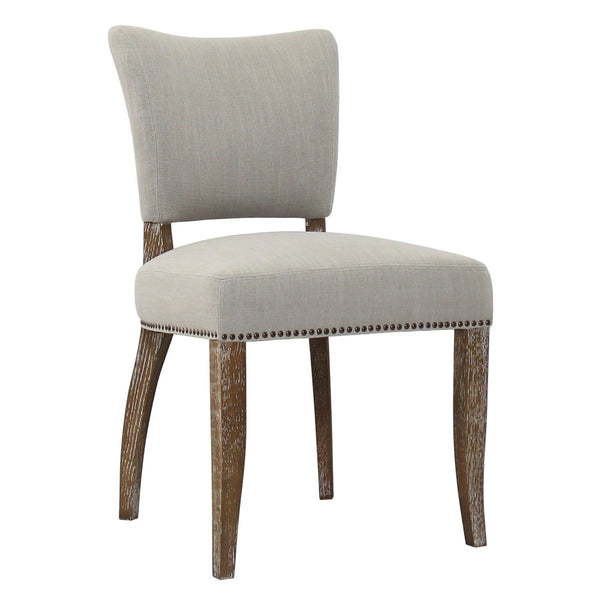 Light Beige 2PC Dining Chairs Set Armless with Floating Back Dining Chairs LOOMLAN By LHIMPORTS