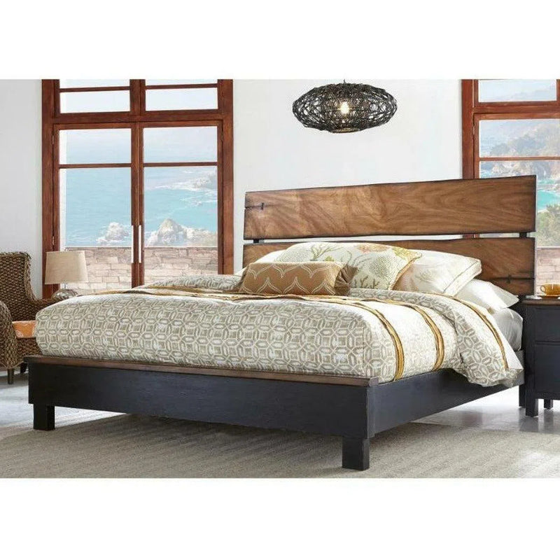 Live Edge Black-Brown Big Sur King Panel Bed Beds LOOMLAN By Panama Jack
