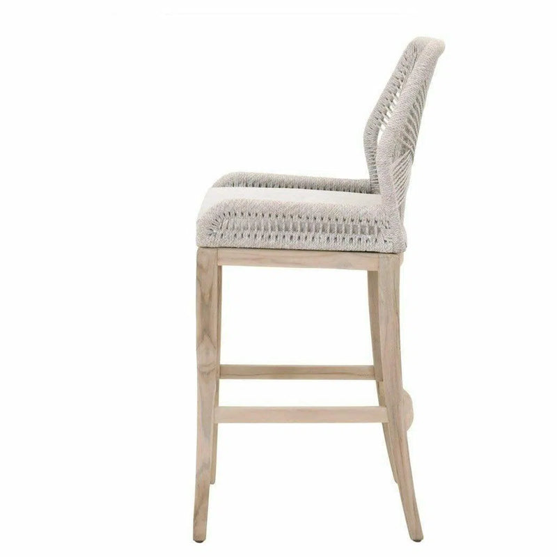 Loom Outdoor Rope Barstool Taupe Rope Teak Wood Outdoor Bar Stools LOOMLAN By Essentials For Living
