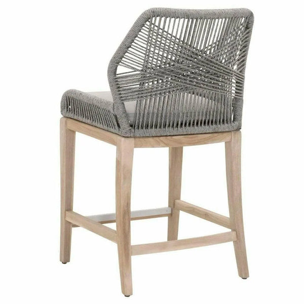 Loom Outdoor Rope Counter Stool Platinum Rope Teak Wood Outdoor Counter Stools LOOMLAN By Essentials For Living