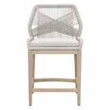 Loom Outdoor Rope Counter Stool Taupe Flat Rope Teak Wood Outdoor Counter Stools LOOMLAN By Essentials For Living