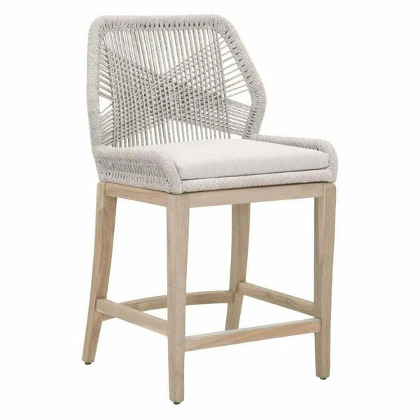 Loom Outdoor Rope Counter Stool Taupe Flat Rope Teak Wood Outdoor Counter Stools LOOMLAN By Essentials For Living