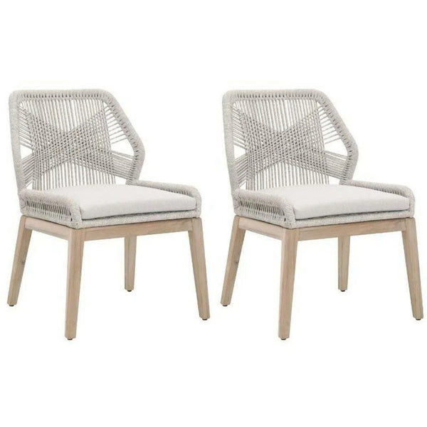 Loom Outdoor Rope Dining Chair Set of 2 Taupe Rope and Teak Outdoor Dining Chairs LOOMLAN By Essentials For Living