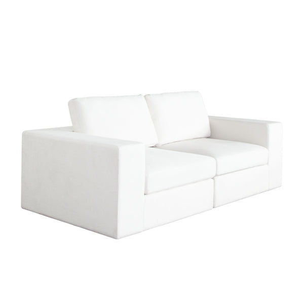 Muse Mist White Performance Fabric 2PC Modular Sofa