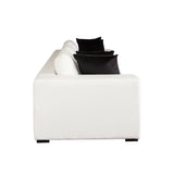 Muse Mist White Performance Fabric Sofa With 4 Black Accent Pillows