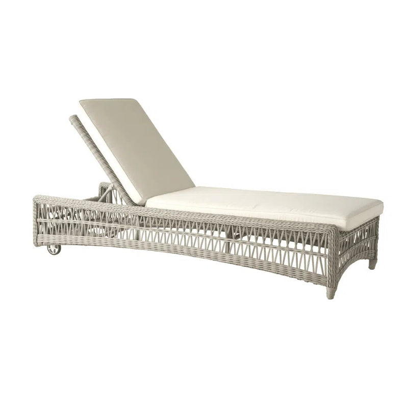 Mackinac Wicker Outdoor Adjustable Chaise Lounge With Cushions Outdoor Chaises LOOMLAN By Lloyd Flanders