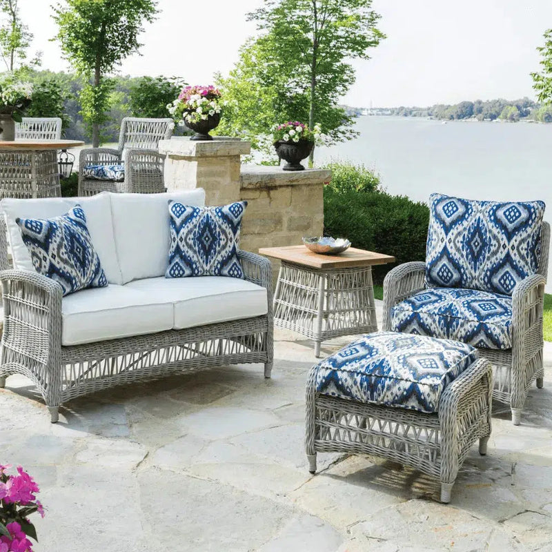 Mackinac Wicker Patio Furniture Set Loveseat and Lounge Chair Set Outdoor Lounge Sets LOOMLAN By Lloyd Flanders