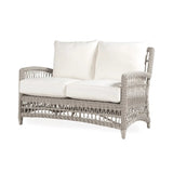 Mackinac Wicker Patio Loveseat Swivel Chair and Table Set Outdoor Lounge Sets LOOMLAN By Lloyd Flanders