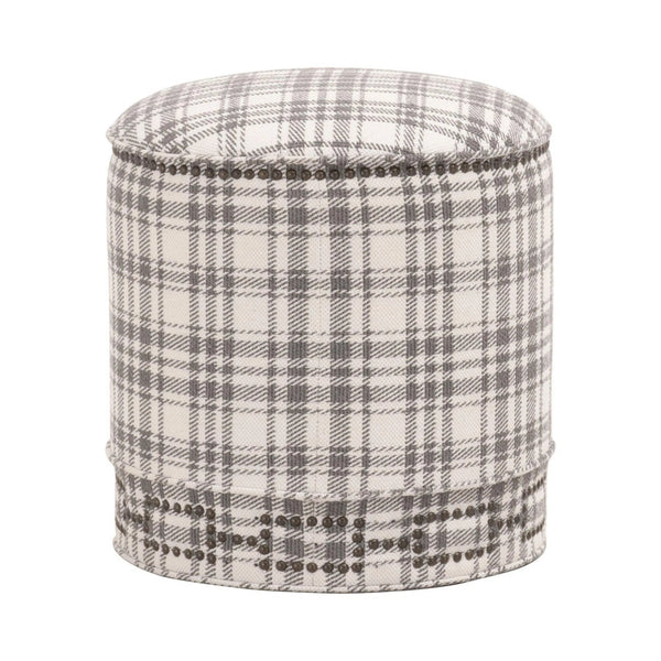 Marlow Ottoman Tartan Charcoal Ottomans LOOMLAN By Essentials For Living