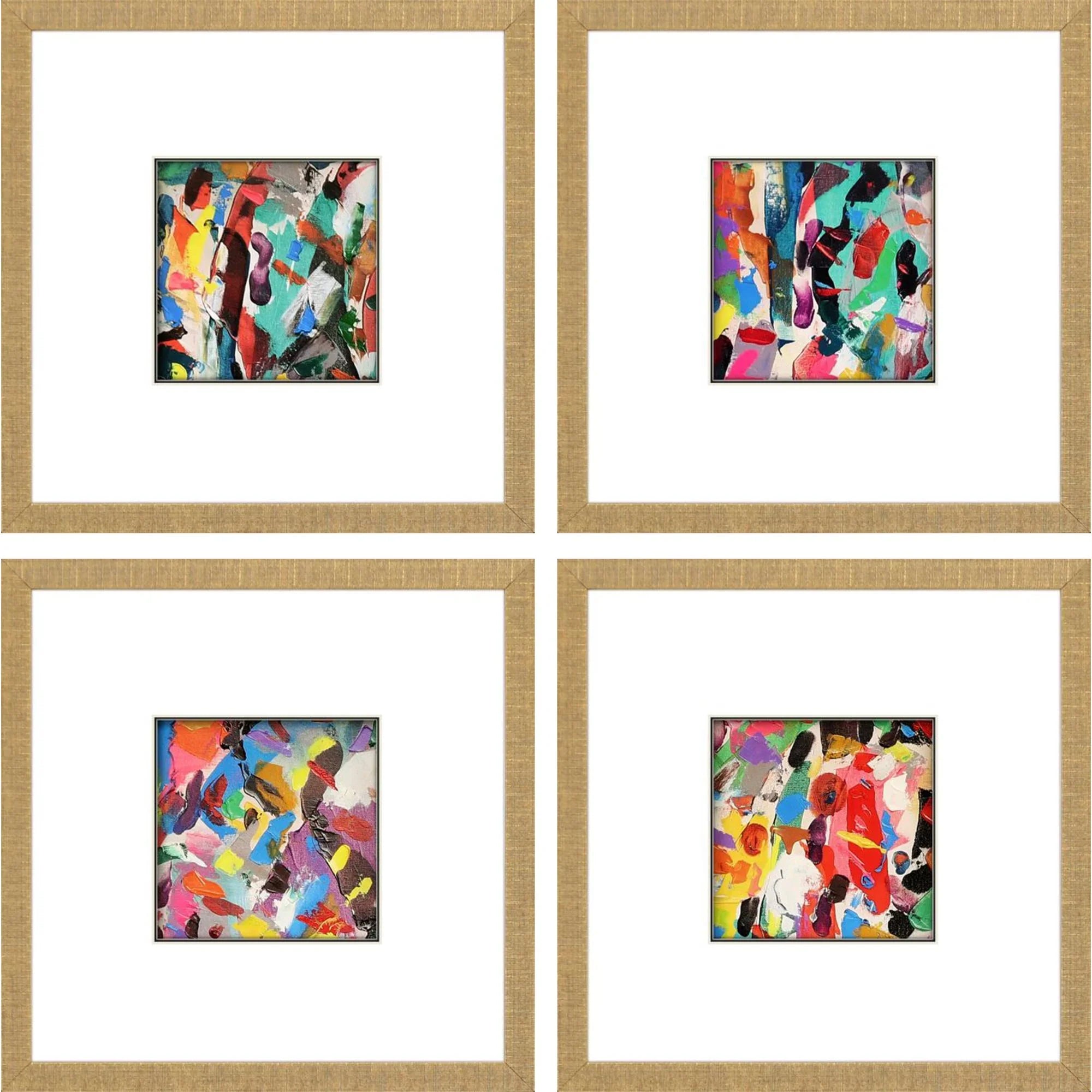 Blue Abstract Framed Wall Art Set of 4 | LOOMLAN