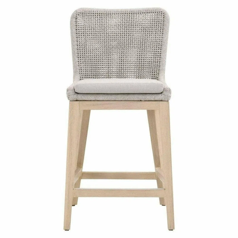 Mesh Outdoor Rope Counter Stool Taupe Rope Teak Wood Outdoor Counter Stools LOOMLAN By Essentials For Living