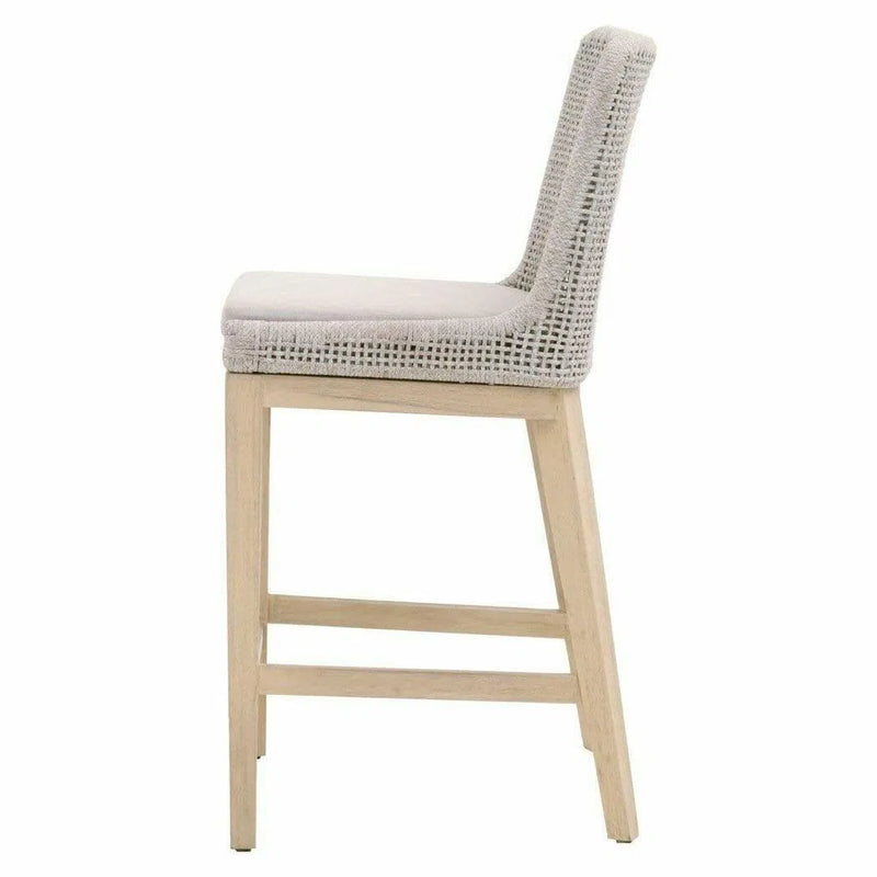 Mesh Outdoor Rope Counter Stool Taupe Rope Teak Wood Outdoor Counter Stools LOOMLAN By Essentials For Living