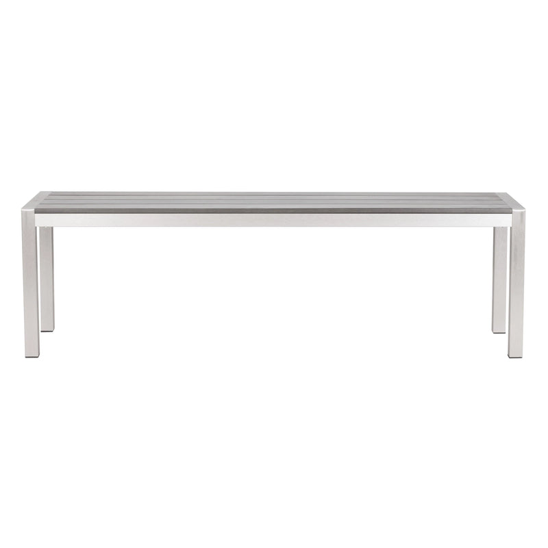 Metropolitan Double Bench Brushed Aluminum Outdoor Benches LOOMLAN By Zuo Modern