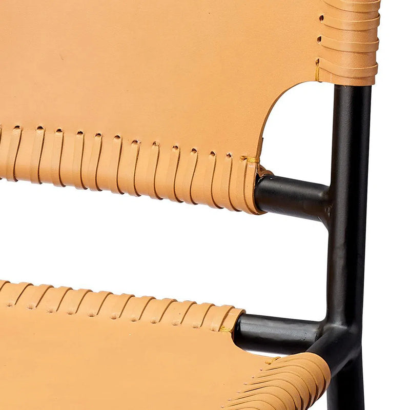 Mid-Century Cashew Tan Full Grain Leather Dining Chair Dining Chairs LOOMLAN By Jamie Young
