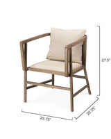 Mid-Century Modern Driftwood and Beige Linen Grayson Arm Chair Dining Chairs LOOMLAN By Jamie Young