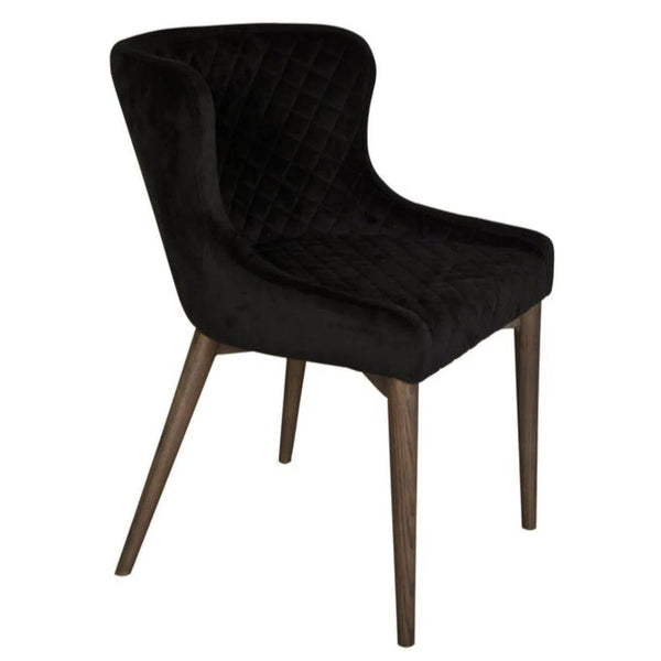 Mila Dining Chair Black Velvet 2PC Set Full Back Dining Chairs LOOMLAN By LHIMPORTS