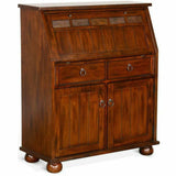 Natural Mindi Wood Dark Stain Armoire Secretary Desk With Hutch Home Office Desks LOOMLAN By Sunny D