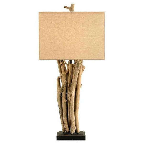 Natural Old Iron Driftwood Table Lamp Table Lamps LOOMLAN By Currey & Co
