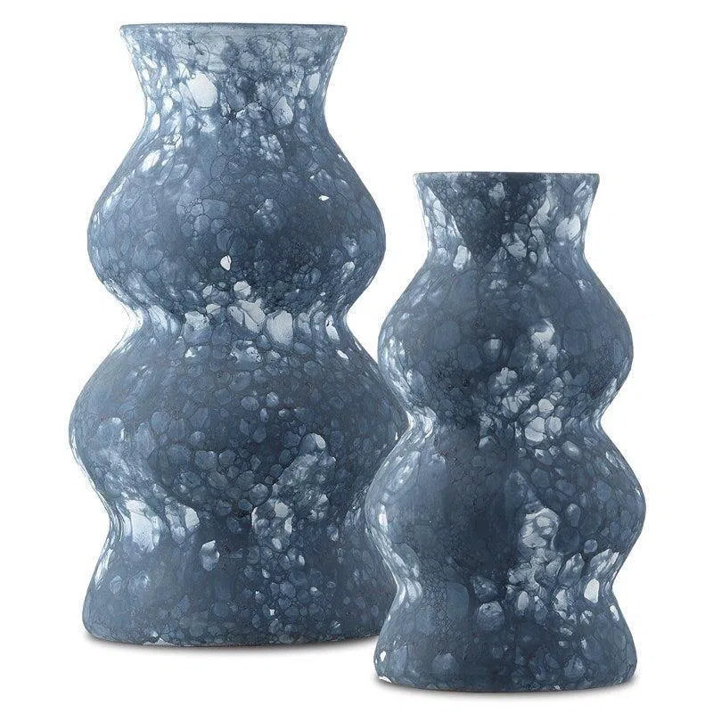 Navy White Phonecian Blue Large Vase Vases & Jars LOOMLAN By Currey & Co