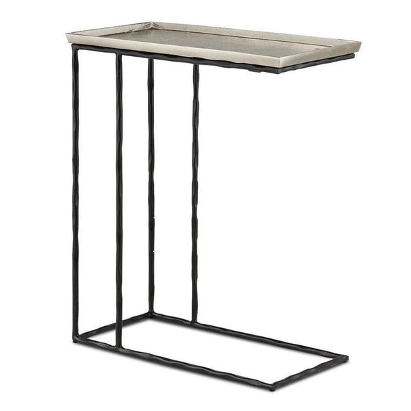 Nickel Black Boyles Silver C Table Barry Goralnick Collection Side Tables LOOMLAN By Currey & Co