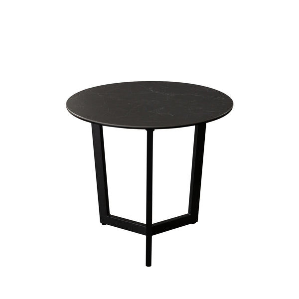 Onyx Ceramic Glass and Meta Black Round End Table