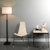 Off White Full Grain Leather Mid Century Side Table Nevado Side Tables LOOMLAN By Jamie Young