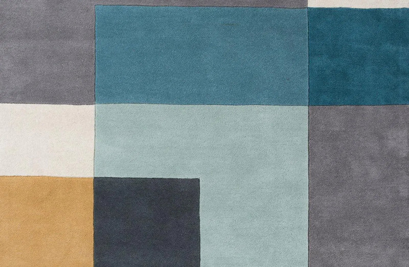 Ometri Aqua Blue Multicolor 100% Wool Rug By Linie Design Area Rugs LOOMLAN By Linie Rugs