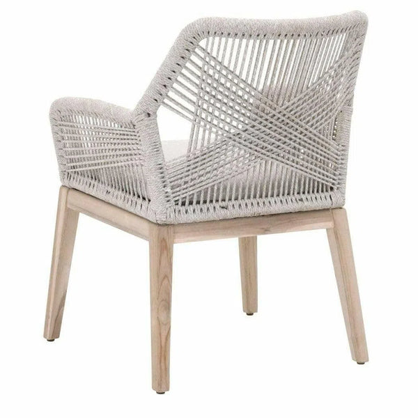 Outdoor Loom Rope Dining Arm Chair Set of 2 Taupe Rope and Teak Outdoor Dining Chairs LOOMLAN By Essentials For Living