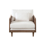 Piper Rattan and White Linen Fabric Arm Chair