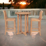 Palm Round Teak Outdoor Bar Height Bistro Table with Umbrella Hole-Outdoor Bistro Tables-HiTeak-LOOMLAN