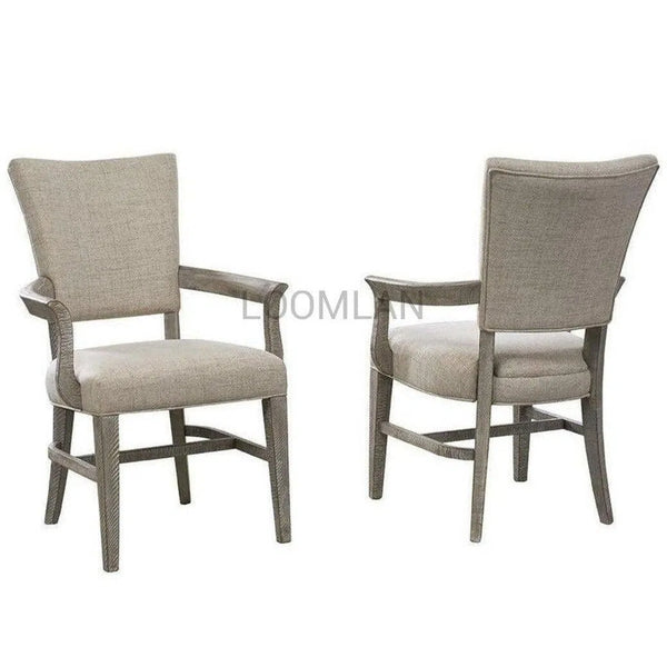 Reclaimed Pine Wood Serenity Upholstered Arm Chair (set of 2) Dining Chairs LOOMLAN By LOOMLAN