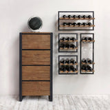 Reclaimed Wood 8 Bottles Wine Rack Wall Shelf Mix and Match Wall Shelves & Ledgers LOOMLAN By LHIMPORTS