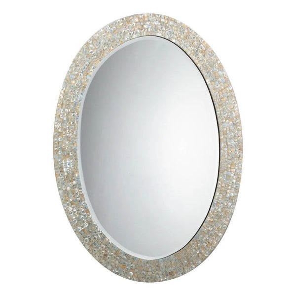 Reversible Position Cream Mother of Pearl Oval Wall Mirror Wall Mirrors LOOMLAN By Jamie Young
